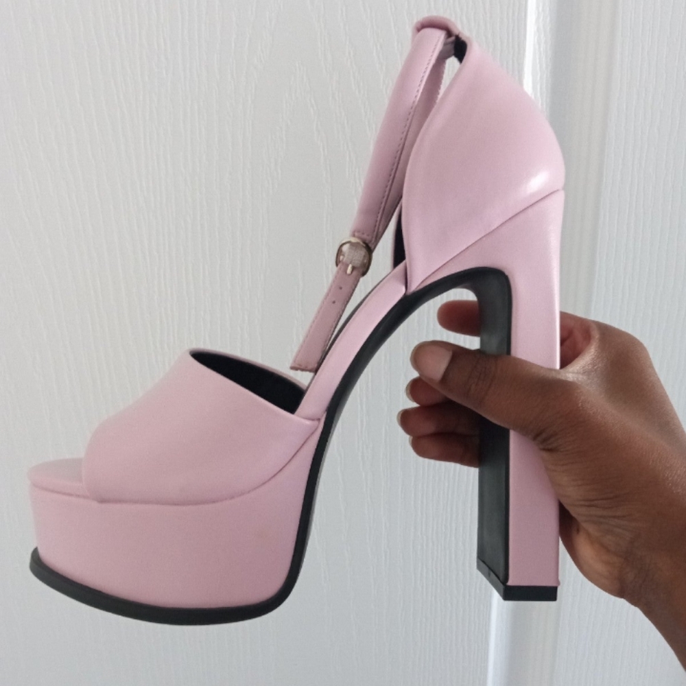 Pink and black platform Heels